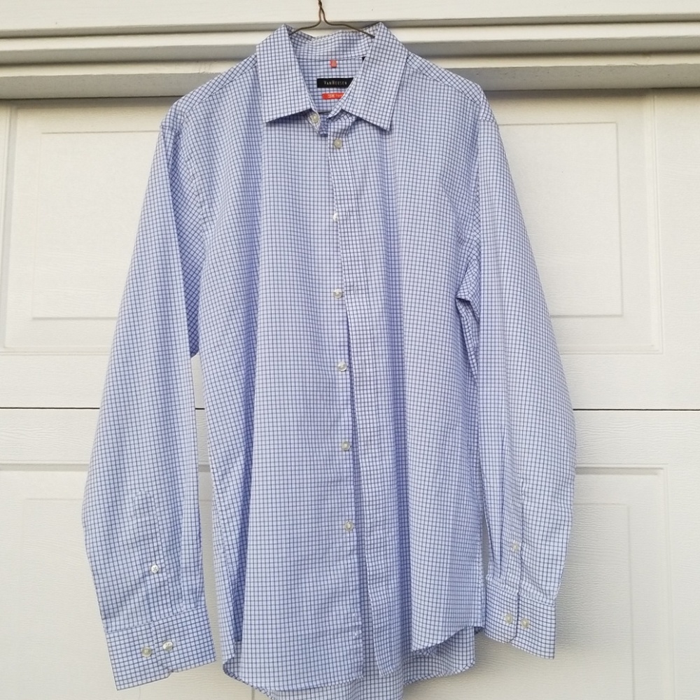 *Donated* Van Heusen Traveler L/S BluWhitEvenChckM